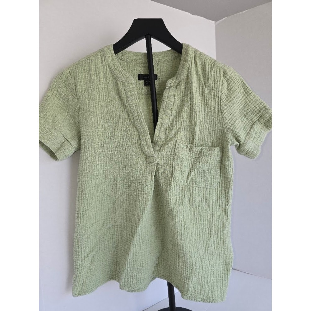 J. Crew Reimagined Gauze V Neck‎ Pocket Tunic Top XXS Light Green